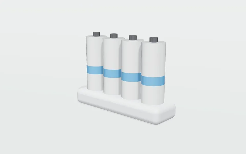 Ilustración genérica de pilas recargables; no es una foto del modelo Panasonic eneloop AA (pack de 4).